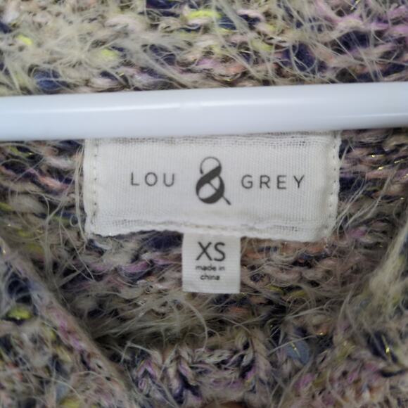 Lou & Grey Women's XS Oversized Fuzzy Sweater, Pink Multicolor Cozy Coquette - Picture 2 of 6